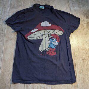 Navy Blue Graphic Tee with Cartoon Print